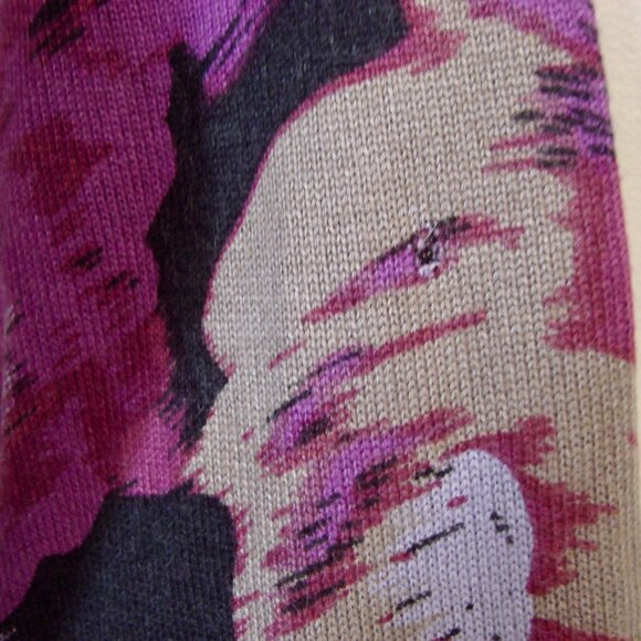 Cashmere Silk Sweater Cardigan Crewneck Preppy Purple Black Rhinestones Medium - Picture 13 of 13